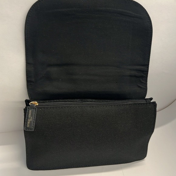 Giorgio Armani Matte Black Clutch Bag with Interior Zipper - New - Picture 12 of 15